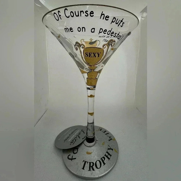 Santa Barbara Design Studio | Lolita “Trophy Wife” hand painted martini glass - Picture 3 of 16